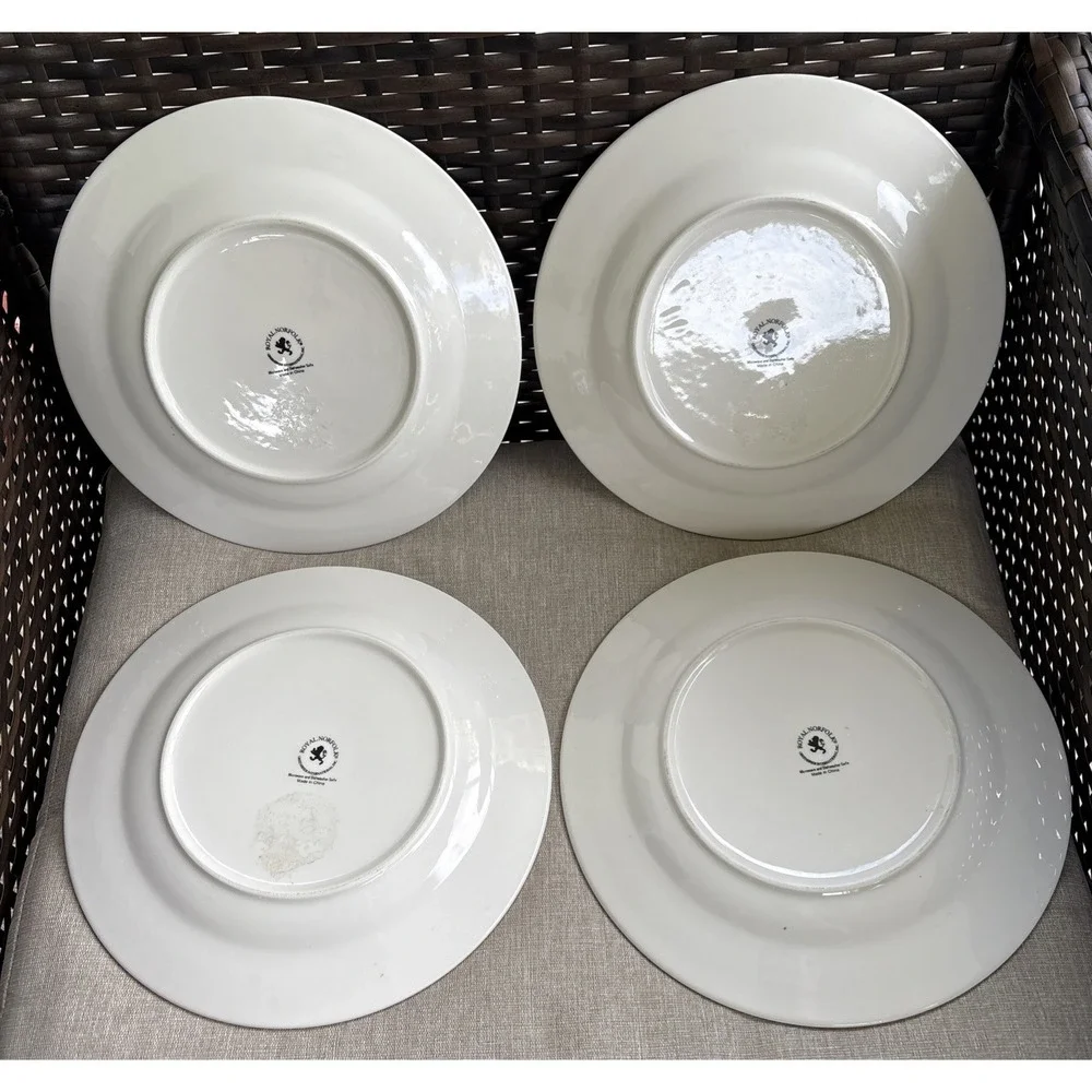 Royal Norfolk 10 1/2in. Dinner Plates Fall Leaves Acorns  Autumn Set of 4
